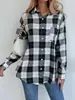 Cárdigan de cuadros retro de un solo botón, manga larga, con solapa, cordón, de moda para la calle, primavera, para mujer, con bolsillo
