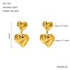 Aretes de amor de acero inoxidable chapado en oro de 18K estilo ins transfronterizo para mujer, moda europea y americana, sentido de alta gama, aretes de corazón de doble capa
