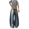 Jeans rotos de estilo americano desgastado para hombre, pantalones de pierna ancha con diseño de moda de otoño, estilo de calle, pantalones geniales y elegantes de longitud hasta el suelo