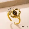 Venda Quente Transfronteiriça Anel Aberto de Aço Inoxidável Luxo Alto Padrão Toque Anel Olho de Tigre Prensado a Óleo Joia Banhada a Ouro 18K