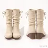Zapatos Casuales Cómodos para Mujer con Lazo, Tacón de Cuña y Cremalleras Laterales, Botas de Montura Estilo Bohemio Occidental, Botas de Media Pantorrilla