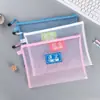 Bolsa para bolígrafos de estudiante de malla de nailon transparente, bolsa para asignaturas con cremallera, bolsa para información de exámenes, bolsa de almacenamiento, bolsa de oficina, bolsa para documentos