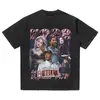 Nueva camiseta de verano retro americana de baloncesto para hombre de manga corta con un divertido estampado de Morant con doble pistola, corte holgado