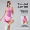 Vestido Esportivo Plus Size Cruzado Europeu e Americano Feminino com Bojos Body de Yoga Esportivo Respirável Absorção de Choque Anti-exposição