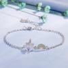 Aretes de Unicornio Arcoíris Collar Asimétrico para Mujer Pulsera de Piedra Lunar Anillo Lindo Estilo Mori Girl Estudiante Joyería