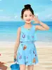 Traje de baño de sirena para niñas, vestido tipo chaleco de verano, para niños, estilo nuevo de bebé, niña princesa, traje de baño de una pieza dividido
