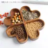Bandeja de frutas en forma de corazón de madera maciza, caja de dulces, bandeja para almacenar nueces, bandeja apilable creativa de estilo japonés para frutas secas, forma de corazón de madera de nogal