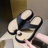 Pantuflas para Mujer Verano Ropa de Exterior 2024 Nuevas Negras Playa Francesa Tailandesas de Plataforma Baja Sandalias Planas Suelas Gruesas