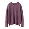 Cachmir Otoño e Invierno 2026 Nuevo Suéter de Punto para Mujer Cuello Redondo Holgado Manga Raglán Hilo Puntado Adelgazante
