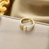Anillo Ladrillo de Diseño Nicho de Alta Gama Lujo Accesible para Mujer Moda Europea y Americana Creativo Zirconia Chapado en Oro Anillo Abierto Ajustable