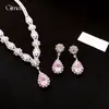 Colar Pingente Gota d'Água de Zircônia Exquisite Francês Corrente Clavícula Moda de Luxo Leve Conjunto de Joias com Design de Nicho