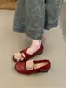 Zapatos de ballet Chuyuji estilo francés para aumentar la altura para mujer, 2026 nuevo estilo vintage camelia punta redonda boca poco profunda
