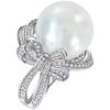 Luz de luxo retro estilo palácio australiano anel de pérola branca feminina nicho design arco cheio de diamante anel de índice temperamento elegante