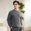 Suéter 100% Cachemir Puro Otoño Invierno Nuevo para Hombre Cuello Redondo Casual Tejido de Punto Holgado Jersey Suéter Cálido