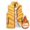 Chaleco de Terciopelo Grueso de Invierno de Talla Grande Transfronterizo Chaleco de Algodón Chaleco Cálido de Cachemira para Hombre Chaleco sin Mangas de Cuello Alto