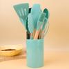 Manoplas para Horno y Mango de Madera Resistente a Altas Temperaturas Juego de 12 Piezas de Utensilios de Cocina de Silicona Sartén Antiadherente Espátula Especial de Silicona Juego de Utensilios de Cocina de Silicona Al por Mayor