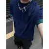 Camiseta de Manga Corta de Color Sólido Fresca de Secado Rápido con Bloques de Color de Doble Cara Estilo Americano para Viajar al Trabajo, Nueva Tendencia Simple de Marca Verano 2026