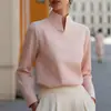 Amazon Cross-Border Outono 2026 Novidades em Roupas Femininas: Nova Camisa de Manga Longa com Gola Alta Estilo Chinês, Top Elegante de Nicho para o Trabalho para Mulheres