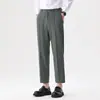 Liquidação/Sem Devoluções e TrocasCalças Casuais Masculinas de Barra Reta Elástica Não Amassam Cropped