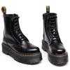 Botas de Motocicleta Europeas y Americanas de Ojo Único con Suela Gruesa de 1 Agujero 1460 Cremallera Lateral Botines Cortos para Mujer Británica Suela de Plataforma con Cordones Botas de Trabajo