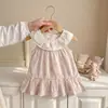 Macacão de Bebê Bordado com Laço Floral 2026 Novo, Vestido Sem Mangas com Babados para Meninas, Estilo Irmã
