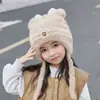 Sombrero Nuevo para Niños Sombrero de Felpa de Oso Lindo para Niños y Niñas Bebé Invierno Exterior Cálido Protección para las Orejas Sombrero Tejido Jersey