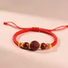 Pulsera Roja de Cuerda de Cinabrio Natural para Niños, Pulsera de Bebé del Año de Nacimiento, Amuleto Seguro de Transferencia, Pulsera de Cinabrio para Bebé
