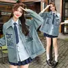 Jaquetas Jeans Bordadas de Alta Qualidade para Homens e Mulheres na Primavera e Outono Novo Estilo Literário Jaquetas Soltas com Efeito Emagrecedor Tops para Mulheres com Estilo Chinês