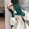 Guantes de Lana Tejida de Color Sólido Cálidos para Mujer Otoño e Invierno Moda Estudiante Dos Dedos Abiertos Pantalla Táctil Guantes a Prueba de Frío para Hombre y Mujer