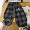 Pantalones Joggers Nuevos para Niños Primavera y Otoño Estilo Coreano Sueltos Cuadros Pantalones Casuales Ropa Exterior Pantalones Largos para Niños Pequeños y Niños Pequeños
