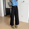 Calça Mágica Versátil~Jeans Cigarrete Preto e Dourado para Mulheres, Novo Modelo Outono 2026, Calça Reta Solta Wide-Leg Cropped