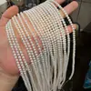Perlas Casi Redondas de 4 mm, de Agua Dulce Natural, Brillo Fuerte, Imperfecciones Leves, Producto Semi-Terminado, Una Hebra de Aproximadamente 39 cm de Largo, unas 95 Piezas