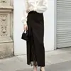 Falda de traje de corte recto con encaje para otoño e invierno, ropa de trabajo para mujer, estilo retro francés, falda midi marrón de cintura alta, calidad de exportación, ropa de mujer de alta gama