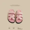 Pantuflas de una tira con suela gruesa estilo H para mujer, para uso exterior en verano, nuevo modelo 2026, sandalias planas de velcro