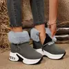 Botas de nieve cálidas de invierno, suela gruesa, que aumentan la altura, forradas de felpa, caña alta, cremallera lateral, botines de gamuza para mujer, zapatos de algodón forrados de felpa