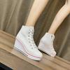 Zapatos de Lona de Caña Alta de Tamaño Grande Nuevos 2022 para Mujer con Suela de Plataforma Zapatos para Mujer Zapatos de Cuña con Suela Gruesa Zapatos para Mujer que Aumentan la Altura 8 cm