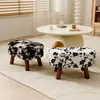 Banqueta Pequena Doméstica Banqueta de Sofá Creme Banqueta de Mesa de Centro Banco de Madeira Maciça Banco para Trocar Sapatos na Porta Sala de Estar Simples Saco Macio Banqueta Baixa