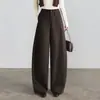Pantalones Casuales Versátiles de Cintura Alta Curvos para Mujer, Nuevo Estilo Otoño 2026, Pierna Recta Suelta, Caída, Sencillos, Adelgazantes, Pantalones Gruesos de Pierna Ancha