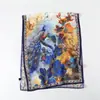 Bufanda de Seda Estampado de Pavo Real Colorido Flor Cortada Primavera y Verano Bufanda Larga Grande Chal de Viaje de Alta Gama Protección Solar Bufanda para Mujer Pañuelo para la Cabeza