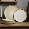 Conjunto Retro de Tigela e Prato de Cerâmica de Nicho Tigelas Práticas de Boca Aberta Pratos Domésticos Pratos de Salada Pratos para Massa Bife Louças Pratos