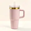 Taza con Aislamiento al Vacío de Acero Inoxidable 304, Taza Portátil de 14 oz con Popote de Silicona, Taza Portátil para Coche, Taza para Café Caliente y Frío