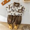 Conjunto de camisa de manga corta de verano para niño, pantalones cortos casuales para bebé, conjunto de dos piezas, ropa de verano para bebé niño