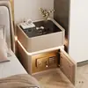 Mesita de noche inteligente con caja fuerte integrada, hecha de madera maciza, para uso doméstico en el dormitorio, con un toque de lujo ligero y alta gama, Modelo popular 2025, Pequeño armario de almacenamiento