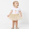 Popular Moda Oro Blanco Lunares Rendimiento Vestido de Princesa Dorado Lindo Niña Pequeña Rendimiento Vestido de Malla