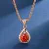 Joyería de Granate Zircón de 3 Quilates Oro Champán Colgante de Gema Colorida Set de Anillo y Collar para Mujer Forma Geométrica
