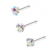 Piercing de nariz de acero inoxidable, barra recta, barra en L, barra en forma de 5, joyería de nariz con circonita de colores, accesorios de piercing de corazón y pentagrama, nuevo modelo transfronterizo