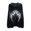 Sudadera con capucha fina estilo gótico oscuro americano para hombre y mujer, prenda exterior con estampado de tatuajes para otoño e invierno
