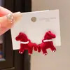 Novos Brincos de Leão Estilo Chinês Vermelho Prata Agulha Gotejamento de Óleo, Luxo Leve, Brincos de Moda de Alta Qualidade, Acessórios de Orelha Exquisitos Versáteis de Nicho