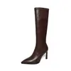 Botas Longas Elásticas Super Esticáveis Botas Emagrecedoras Femininas Chegada Nova de Inverno Bico Fino Zíper Lateral Salto Fino Salto Alto Botas Acima do Joelho Botas Femininas de Cano Alto