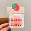 Fofo Desenho Animado Rosa Miau Miau Estilo Curto Clareamento Removível Impermeável Unhas Vestíveis Infantis Manicure Menina